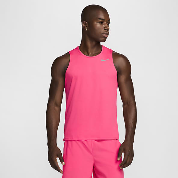 Pink nike running top shop
